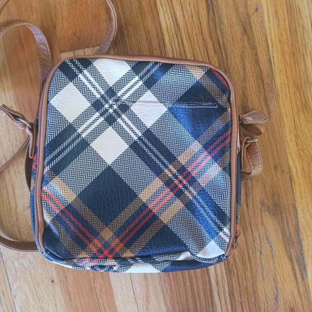 MultiSac Tweed Crossbody Bag Plaid Multi-Pocket Travel Shoulder Purse - Picture 5 of 8